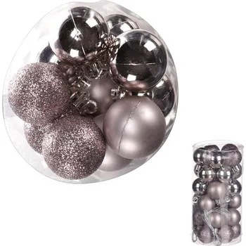 Vánoční dekorace Autronic Ozdoby plastové - růžový mix, pr. 3 cm, cena za balení (30 ks), sada 6 ks