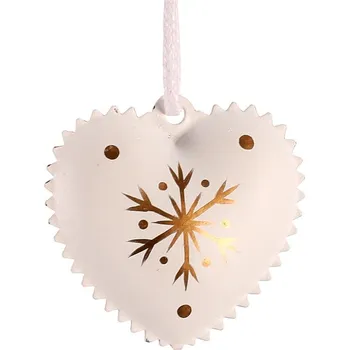 Vánoční dekorace Autronic Ověsky kovové - bílá srdíčka, cena za balení (6 ks), sada 12 ks