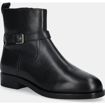 Dámské kozačky Kožené kotníkové boty Tommy Hilfiger TH BUCKLE RIDING LEATHER BOOTIE FW0FW08781 černá 99X, EUR 36
