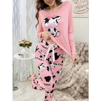 Dámské pyžamo Dámské pyžamo se kravičkou Barva: Růžová, Velikostní tabulka: L