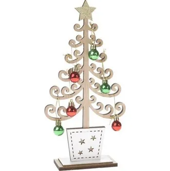 Vánoční dekorace Dřevěný vánoční stromek s ozdobami