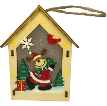 Vánoční ozdoba Vánoční LED závěsná dekorace na zavěšení - Domeček (8x10x6 cm) Motiv: Sob