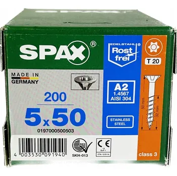 Vrut Šroub SPAX z nerezové oceli A2 5x50 200 ks