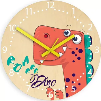 Hodiny Dětské nástěnné hodiny Ami Dinosaurus 30 cm vícebarevné