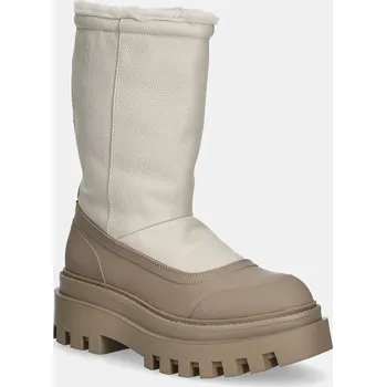 Dámské kozačky Nízké kozačky Calvin Klein Jeans FLATFORM CHELSEA BOOT PADDED dámské, béžová barva, na plochém podpatku, zateplené, YW0YW01558 01X, EUR 41