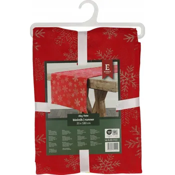 ubrus VÁNOČNÍ UBRUS 130X180 SHINY FLAKES ČERVENÝ SE ZLATÝMI SNĚHOVÉ VLOČKY