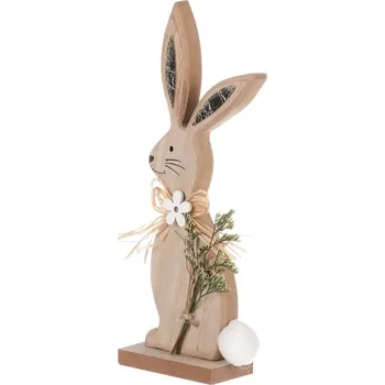 Velikonoční dekorace Autronic Zajíc - dřevěná velikonoční dekorace, vel. S, sada 6 ks