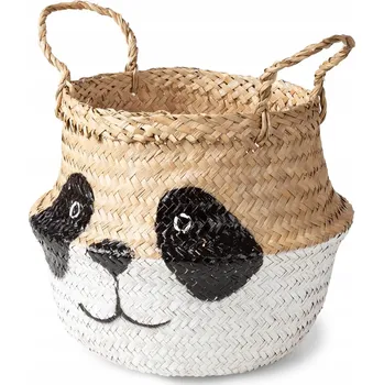 Úložný box Compactor dětský koš na hračky BELLY S - Panda, pletený z mořské trávy
