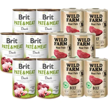 Pro psa BRIT PATE & MEAT DUCK 6x400g + Wild Farm Pate Beef 6x400g