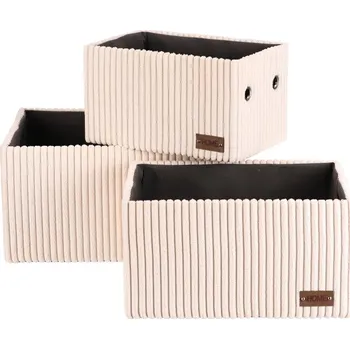 Nákupní košík Autronic Koš regálový - manšestrový potah, krémový, cena za sadu 3 ks