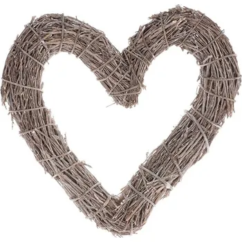 Autronic Věnec proutěný - tvar srdce, střední, šedý