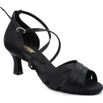 Dámské lodičky HDS Henzély Dámské taneční boty na latinu HDS DLA008 černý satén podpatek F5 - 24,5