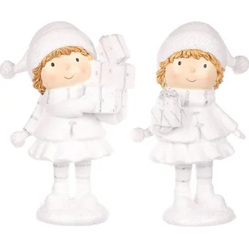 Autronic Děti s dárky - polyresin, bílé, mix 2 druhů, cena za 1 ks, sada 2 ks