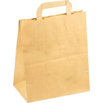 Obraz Papírové sáčky blokové hnědé 260x140x300 mm plochý úchyt – 50 ks