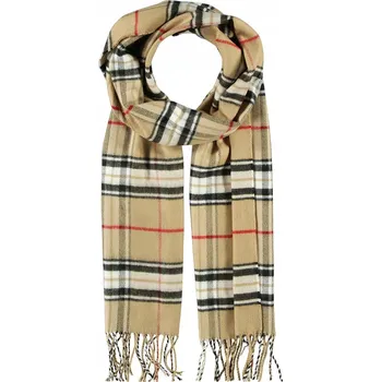 Šála Dámská šála s kostkovaným vzorem béžová Passigatti, vel. 30 x 180 cm