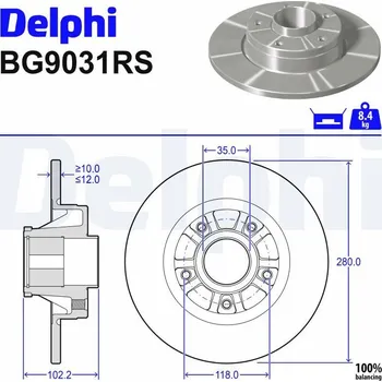 Brzdový kotouč Brzdový kotouč DELPHI BG9031RS