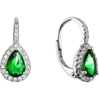 Šperk Stříbrné visací náušnice kapičky 11642.3 zelené