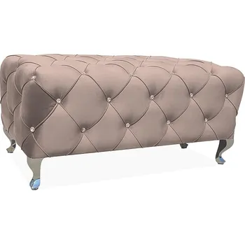 Signal POUF / HESTIA VELVET LAVICE BÉŽOVÁ BLUVEL 28/ STŘÍBRNÁ, 46x50x100 (VxŠxD)