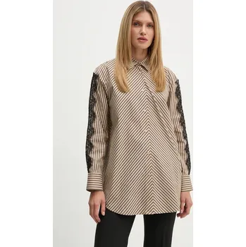 Pánská košile Bavlněná košile Bruuns Bazaar IpoBBLua shirt BBW4140 béžová 08A, vel. 38