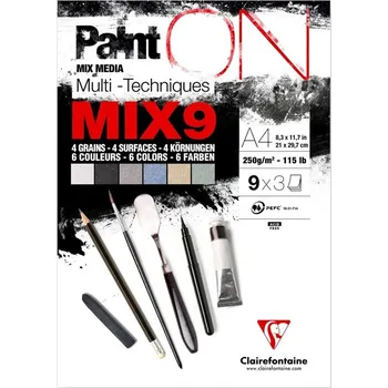 Blok CLAIREFONTAINE Paint'On Mix9, A4, 250g, 27 listů