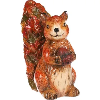 Autronic Veverka s oříškem - keramika, s barvenými lístky, oranžovo-hnědá, sada 4 ks