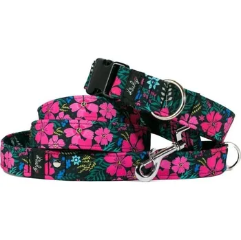 Obojek pro psa Obojek HAPPYZOO BY KIWLY softshell Růžové kytičky 3x32-48cm