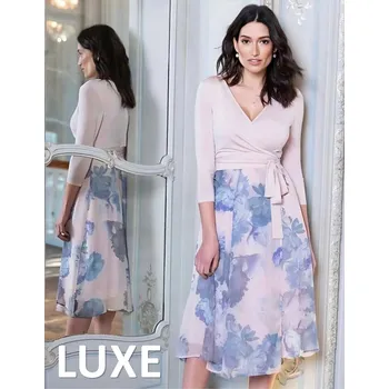 Těhotenské šaty Zavinovací těhotenské a kojicí šaty Patricie 3v1 – pastelově růžové s květinami Velikost: 2XL