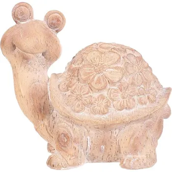Vánoční dekorace Autronic Želva - polyresin, menší, vzor květin, imitace dřeva, sada 2 ks