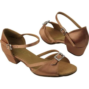 Dámské lodičky Dětské taneční boty VF dětské mod.1720 Tělový brown satén 3,5cm kostka - -vyberte velikost-