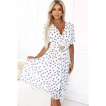 Dámské šaty Numoco Basic šaty s puntíky Bílá one size