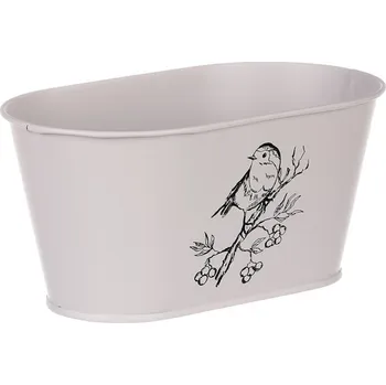 Autronic Truhlík kovový - motiv ptáčka, barva šedá, sada 4 ks