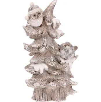 Vánoční dekorace Autronic Ptáčci na stromku - polyresin, barva béžová se třpytkami