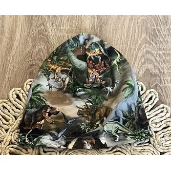 Kojenecká čepice Bavlněná čepička Mamatti, Dino park - zelená s potiskem Velikost: 56-80 (0-12m)