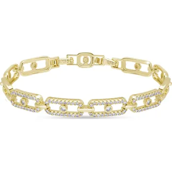 Náramek DUBAI 3052 Pozlacený náramek s obdélníkovými články a čirými zirkony Ellami