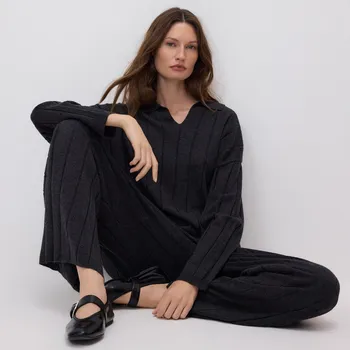 Dámské kalhoty Reserved - Volné kalhoty s vlnou - tmavě šedá - 259GV-90M - 259GV-90M-S