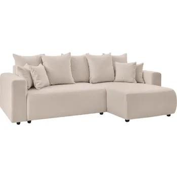 Pohovka Bobochic Paris Béžová bouclé rohová rozkládací pohovka Envy 282 cm, levá/pravá