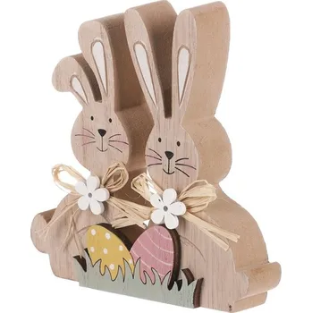 Velikonoční dekorace Autronic Zajíci s vajíčky - dřevěná velikonoční dekorace, sada 6 ks