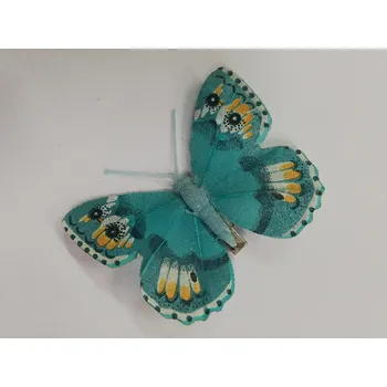 Závěsná dekorace na klip motýl 8cm - tyrkysový