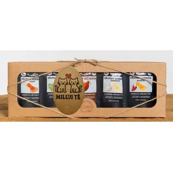 Dárková krabička Křupavý sýr Dárková sada 5 druhů lyo korbáčiků od Bači miluji Tě (Křupavý sýr Dárková sada 5 druhů lyo korbáčiků od Bači miluji Tě)