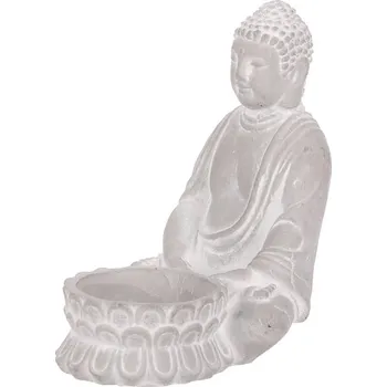 Autronic Buddha sedící - betonová soška, kalíšek na svíčku, barva šedá, sada 6 ks
