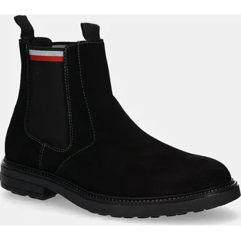 Dámská zimní obuv Semišové kotníkové boty Tommy Hilfiger HILIFGER OUTDOOR SUEDE CHELSEA FM0FM05191 černá 99X, EUR 41