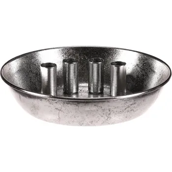 Svícen Autronic Svícen kovový - pro 4 kónické svíčky, tvar mísy, stříbrný, sada 2 ks