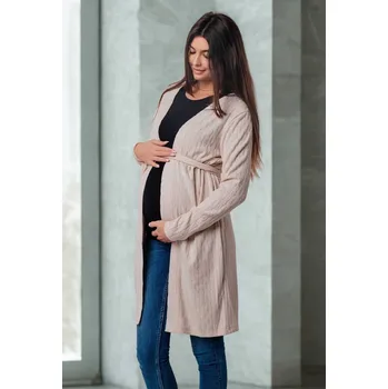 Těhotenský svetr Těhotenský kardigan s uvazováním 2v1 Valery - světle béžový Velikost: L/XL