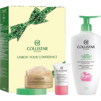 Kosmetická sada Collistar Deep Moisturizing Fluid Gift Set Collistar Special Perfect Body Anti-Water Talasso-Scrub čisticí tělový peeling s mořskou solí 150 g + Collistar Face IDROATTIVA+ hydratační gel 15 ml + Collistar Special Perfect Body Deep Moisturizing Fluid hydra