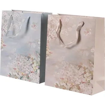 Dárková taška Autronic Taška papírová - květiny, mix 2 barev, vel. M, cena za 1 ks, sada 24 ks