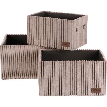 Nákupní košík Autronic Koš regálový - manšestrový potah, šedý, cena za sadu 3 ks