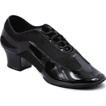 Dámské lodičky HDS Henzély | Tréninkové taneční boty HDS T3 černý lak/mesh podpatek 3,5cm - 25,5