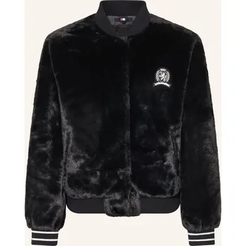 Tommy Hilfiger Dívčí College Bunda Z Umělé Kožešiny, černá, 152