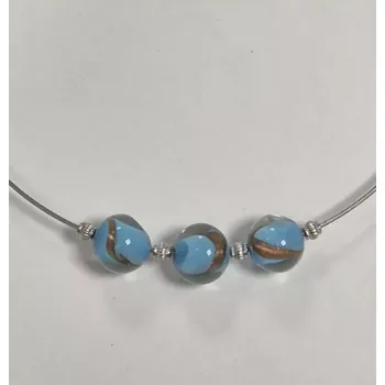 Náhrdelník Náhrdelník na lanku s vinutkami - modrá/hnědá (do vyprodání zásob)