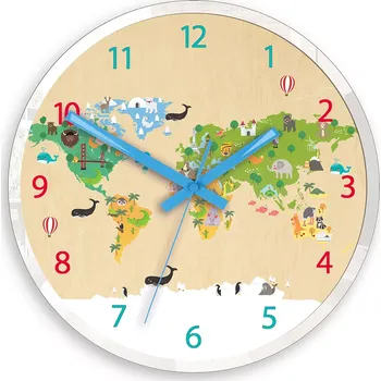 Hodiny Dětské nástěnné hodiny Mirro Svět 30 cm vícebarevné